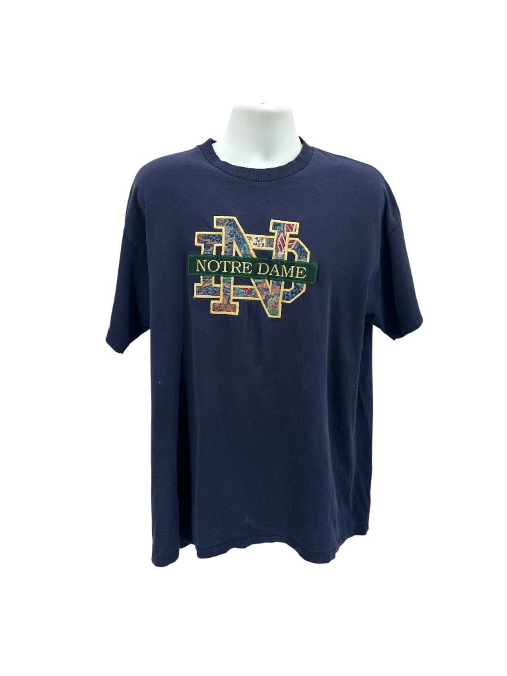 Vintage Crable Sportswear Mens XL Shirt Notre Dame Single Stitch Embroidered